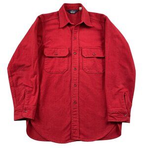VTG Woolrich Chamois Shirt Mens Medium Red Button Down Made in USA